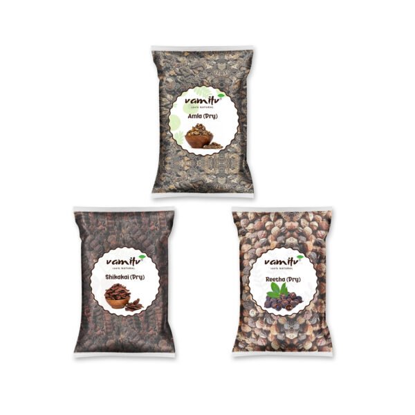 🌿 Vamitv Raw Reetha, Amla, Shikakai Combo – 300g (100g x 3 Pack) | 100% Natural Whole Dried Shikakai, Reetha Nuts, Amla | Hair Growth | Hair & Skin Care