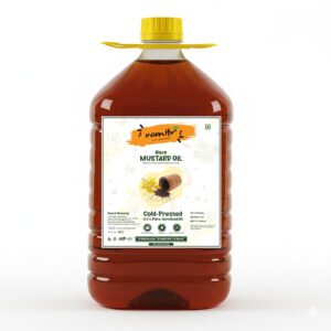 Cold-Pressed Black Mustard Oil – 100% Pure, Chemical-Free, Vegan, High in Omega-3 & Omega-6, Ideal for Cooking, Skin Care, Hair Care & Massage – 5000ml